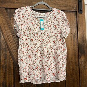 NWT Fun2Fun Tulip Sleeve Floral Top, Size L
